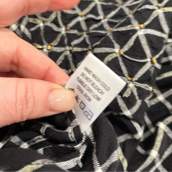 Tularosa Camille Wrap Top Black White Plaid Long Sleeve Blouse Sz XS - Picture 5 of 9